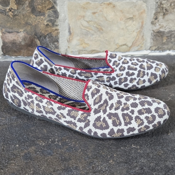 Rothys 10 Mocha Spot Leopard Print Loafers Slip On Shoes - Picture 3 of 10